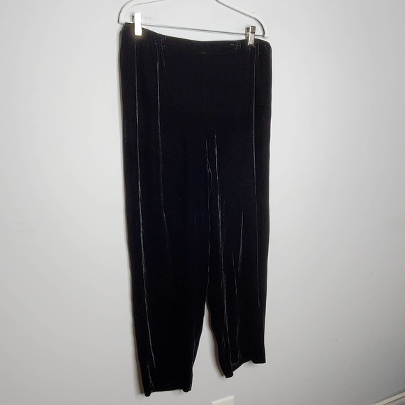 EILEEN FISHER Black Velvet Straight Leg Loungewear Pull On Pants Sz Medium M - Picture 3 of 6